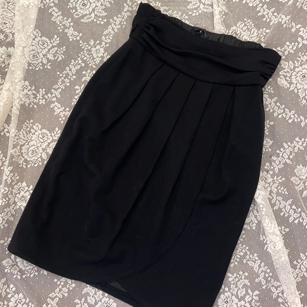 ESCADA HIGH WAISTED SKIRT Black wool pencil skirt SZ 38 draped VINTAGE cocktail - Picture 3 of 11